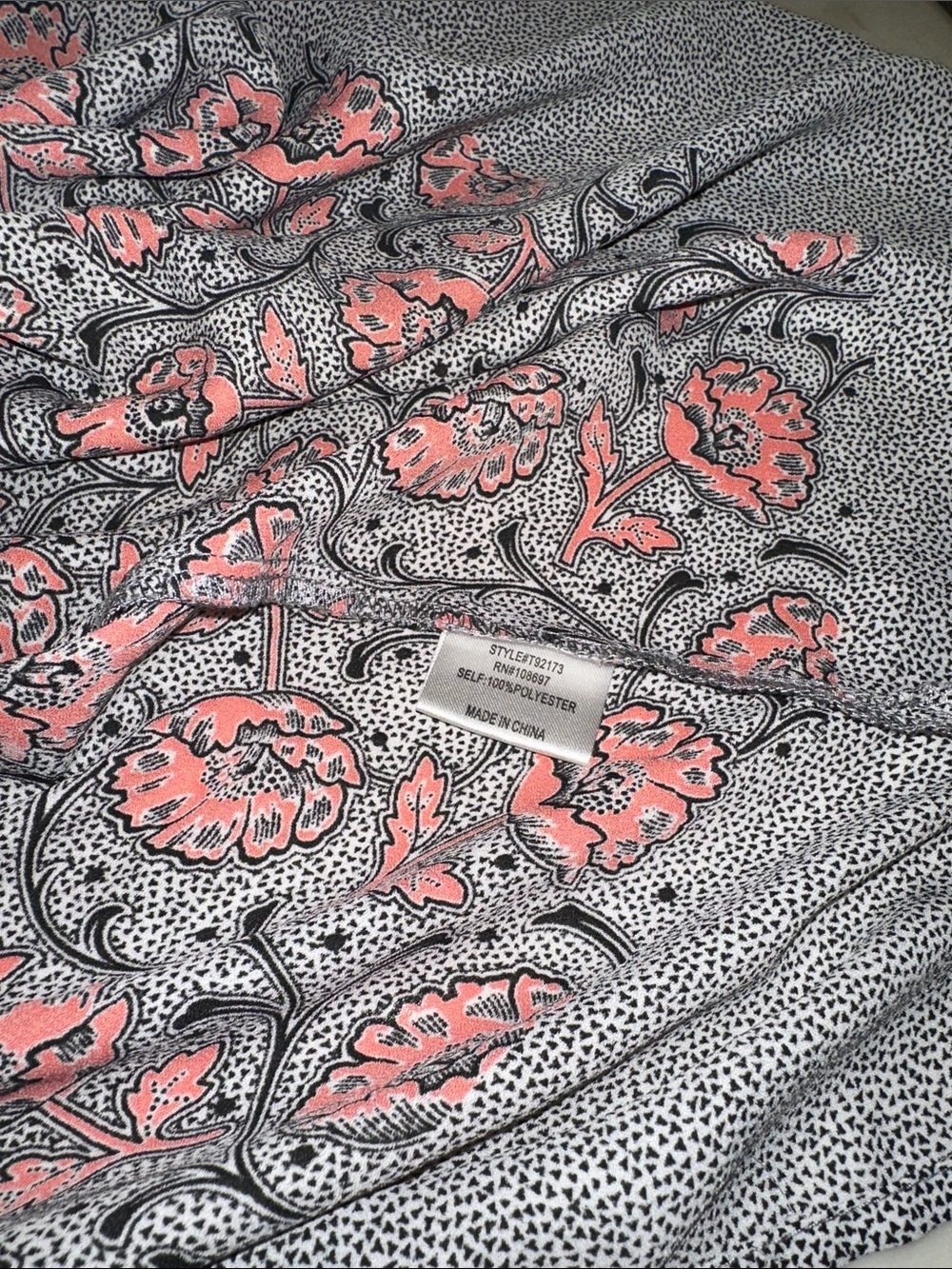 Sweet Rain Coral Floral Cap-Sleeve Blouse size large